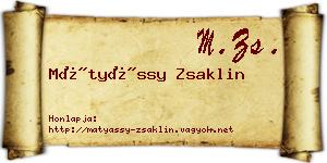 Mátyássy Zsaklin névjegykártya